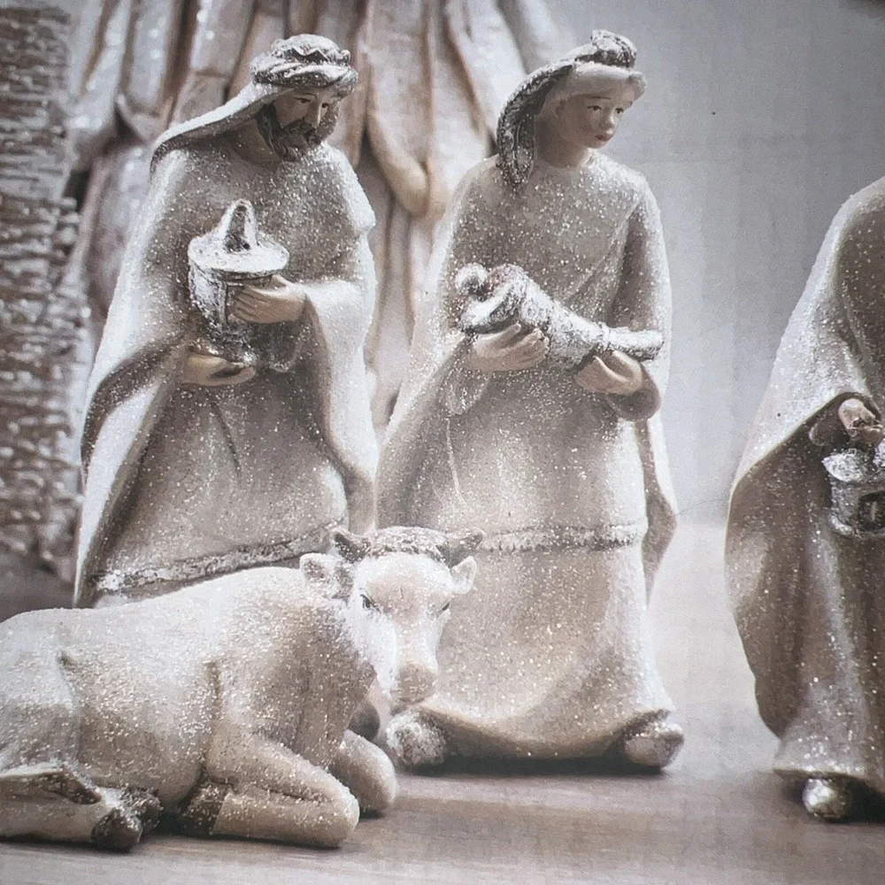 Vintage Kirkland's Wonderland  8pc. Frosted Nativity Set